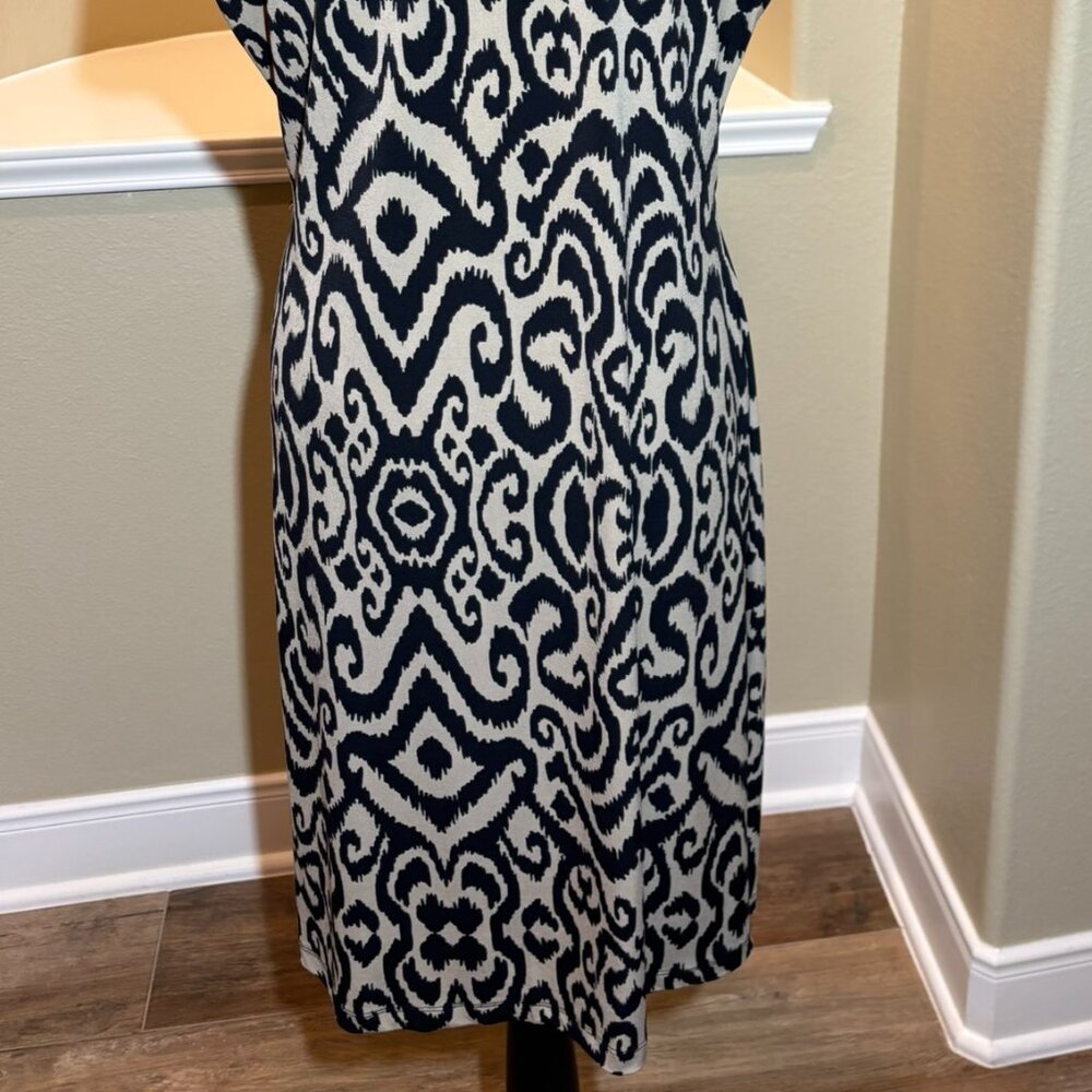 💗 Jones New York Signature Sheath Ruch Waist Short Sleeve Midi Dress Size L - Picture 8 of 11
